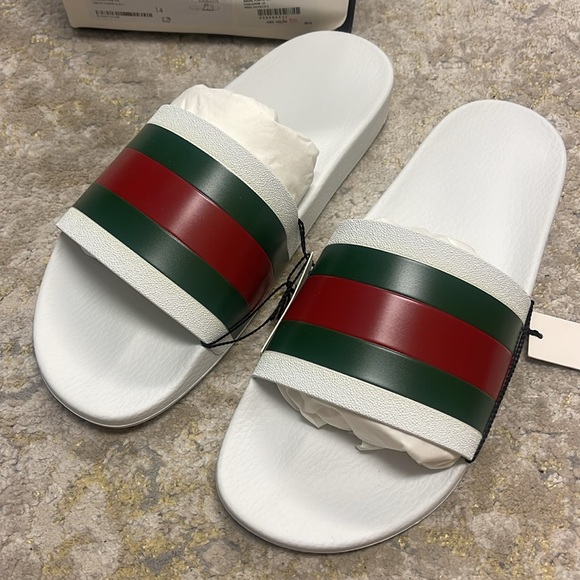 NWT Gucci Men's Signature Stripe Slide Sandals Sz 14 - Picture 6 of 10